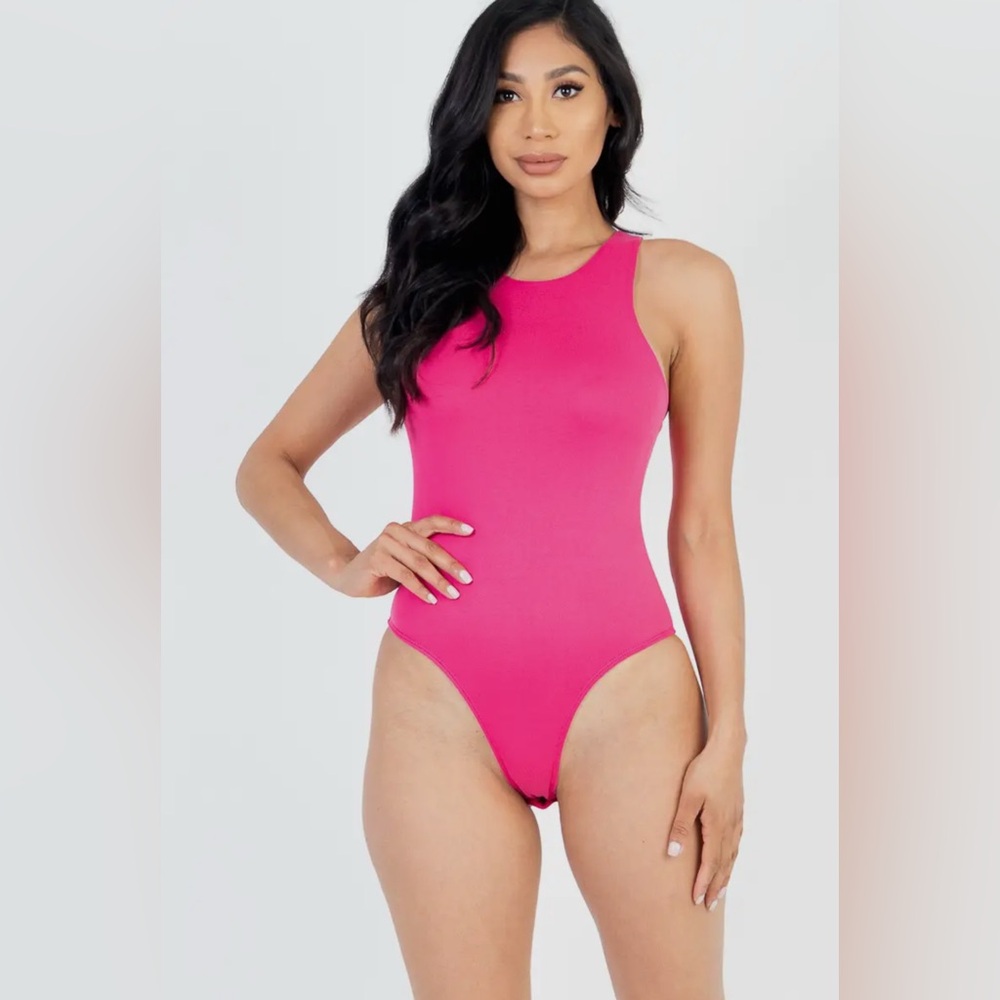 329B-PINK. Double Layer Tank Bodysuit